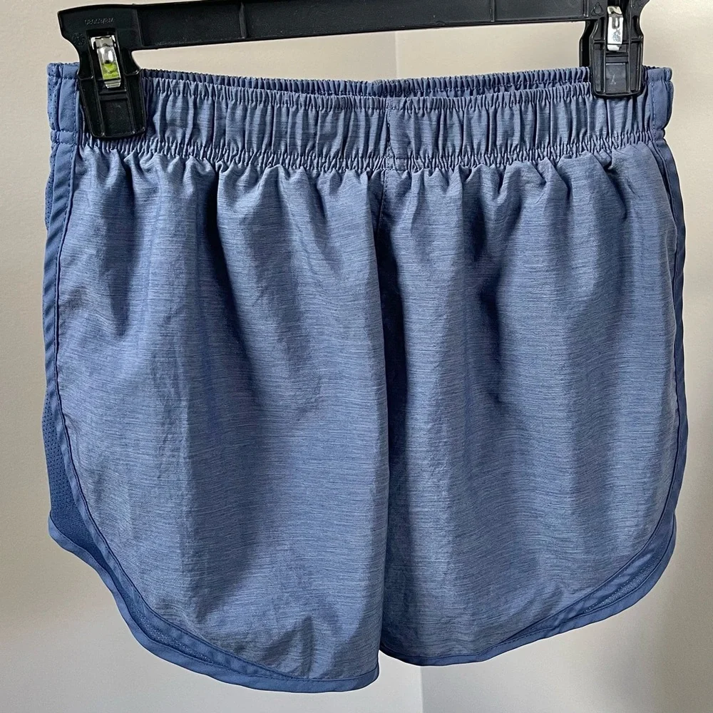 Nike Women's Grey blue Tempo 3” Inseam Running Shorts (obsidian heather) - small